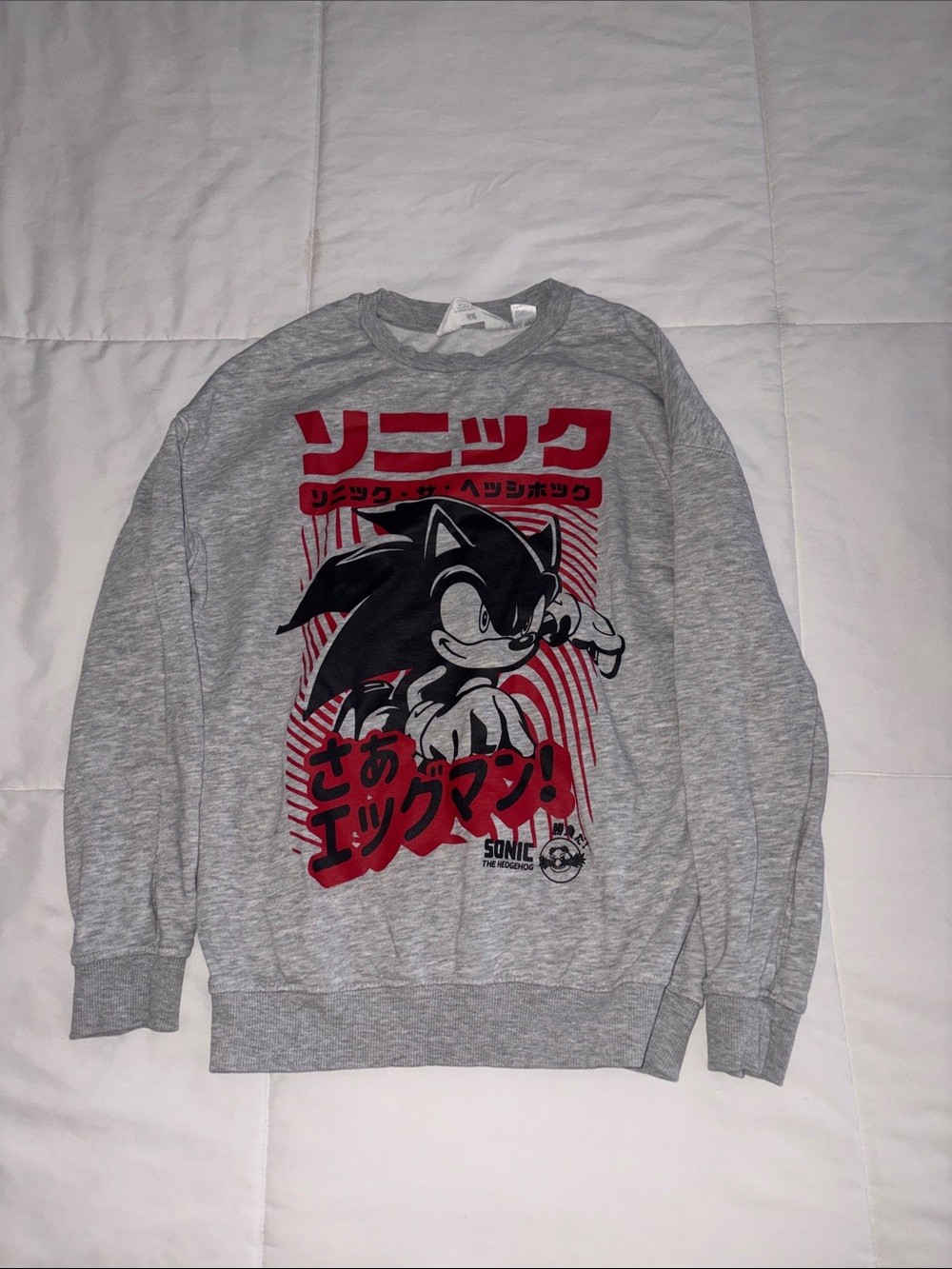 Sonic The Hedgehog Graphic Crewneck Sweater - Gray/Red Size 8-10